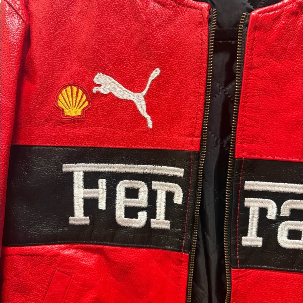 Handmade Vintage Ferrari Racing Vegan Leather Crop Jacket Red Formula1 Size XS/S - Picture 7 of 7